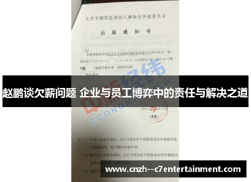 赵鹏谈欠薪问题 企业与员工博弈中的责任与解决之道 赵鹏谈欠薪问题 企业与员工博弈中的责任与解决之道